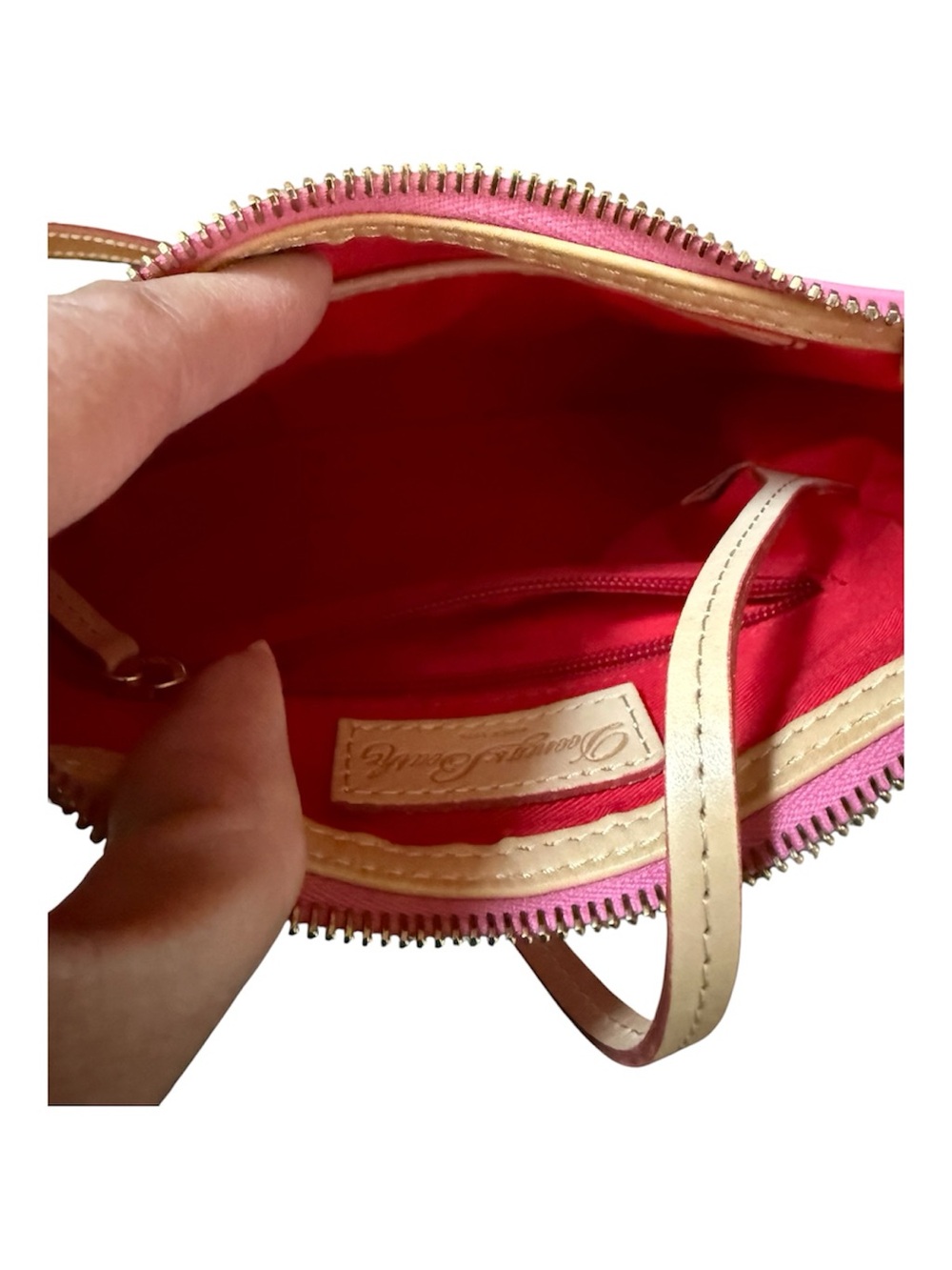 Dooney & Bourke Pink Patent Crossbody with Tan Trim - Picture 10 of 13